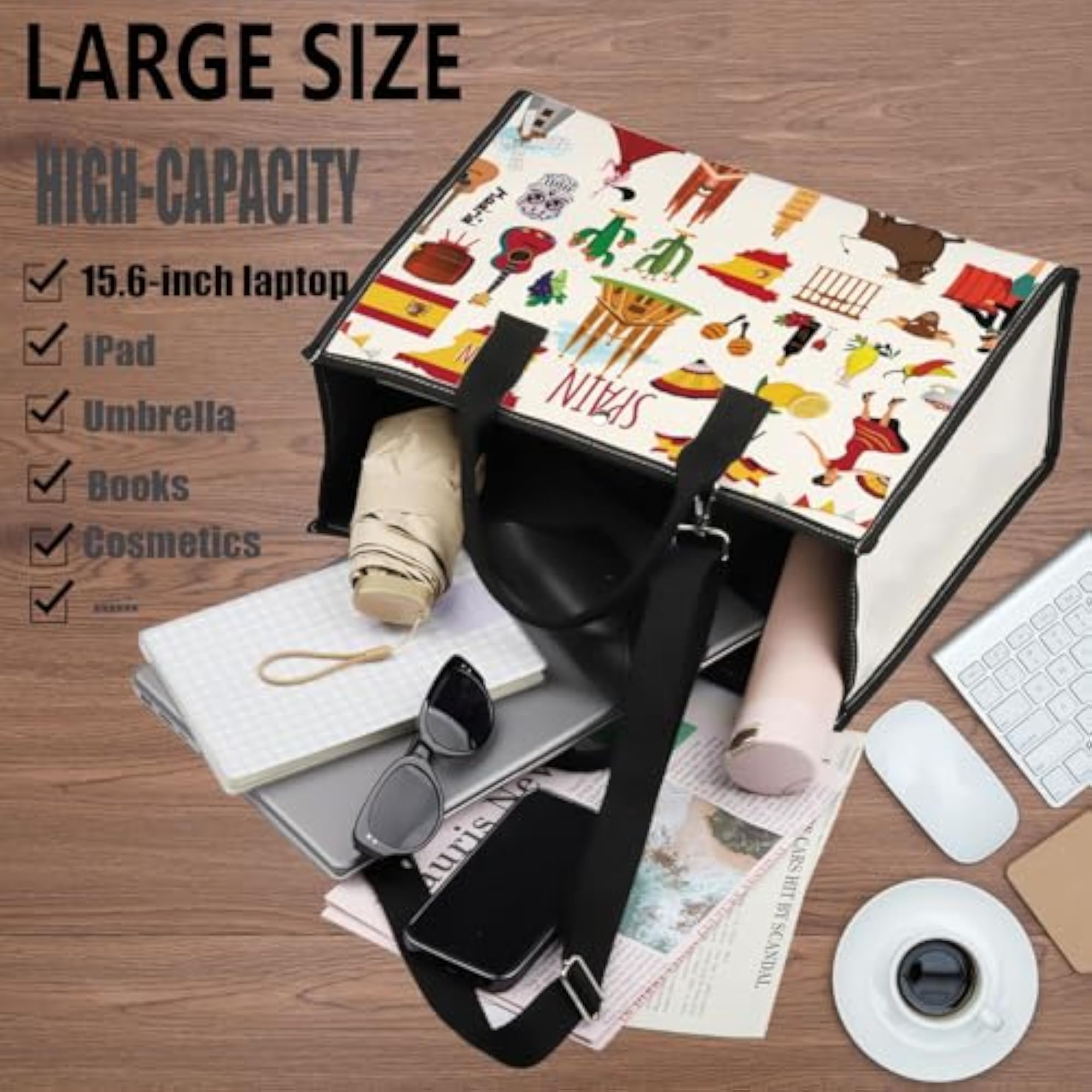 Spain Travel Makeup Bag, Souvenir Gift Pouch